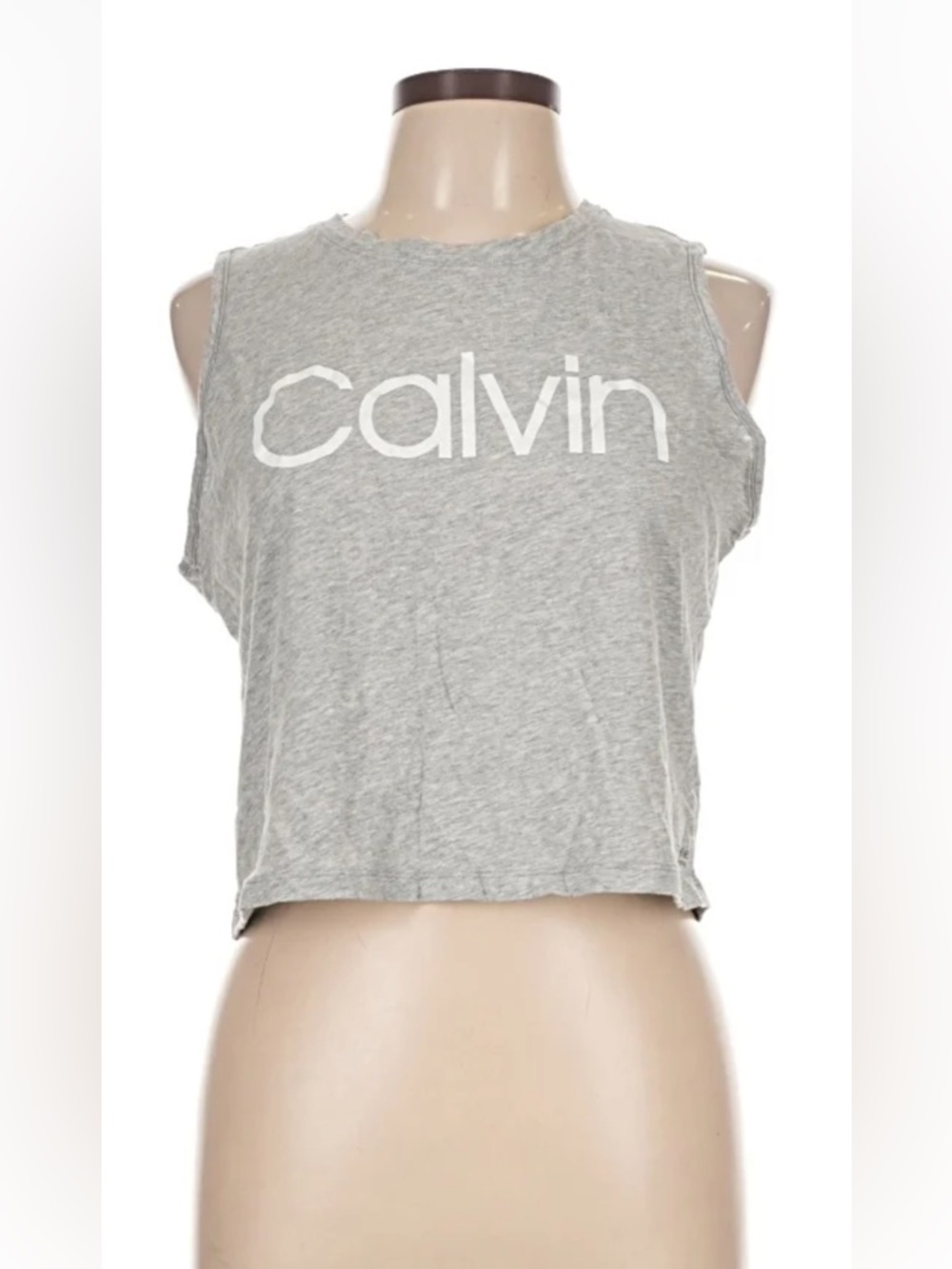 Calvin Klein Performance Grey Cropped Logo Tank - Picture 1 of 5